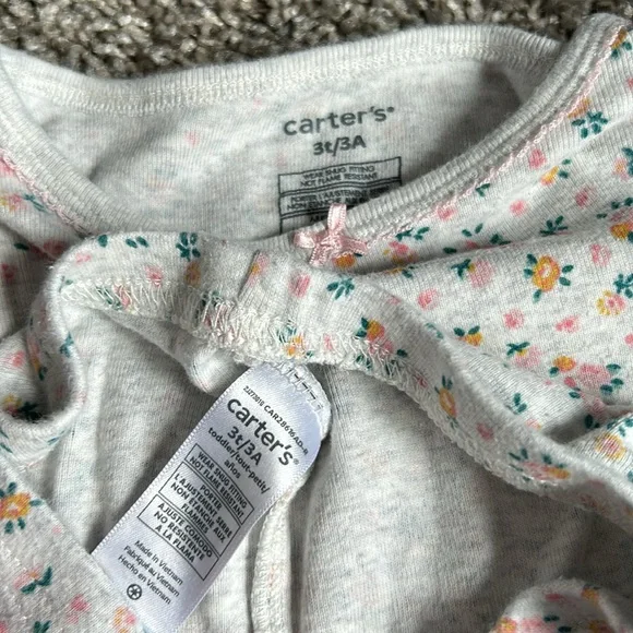 Toddler girl flower print pajama set long sleeve top and pants size 3T - Picture 4 of 5